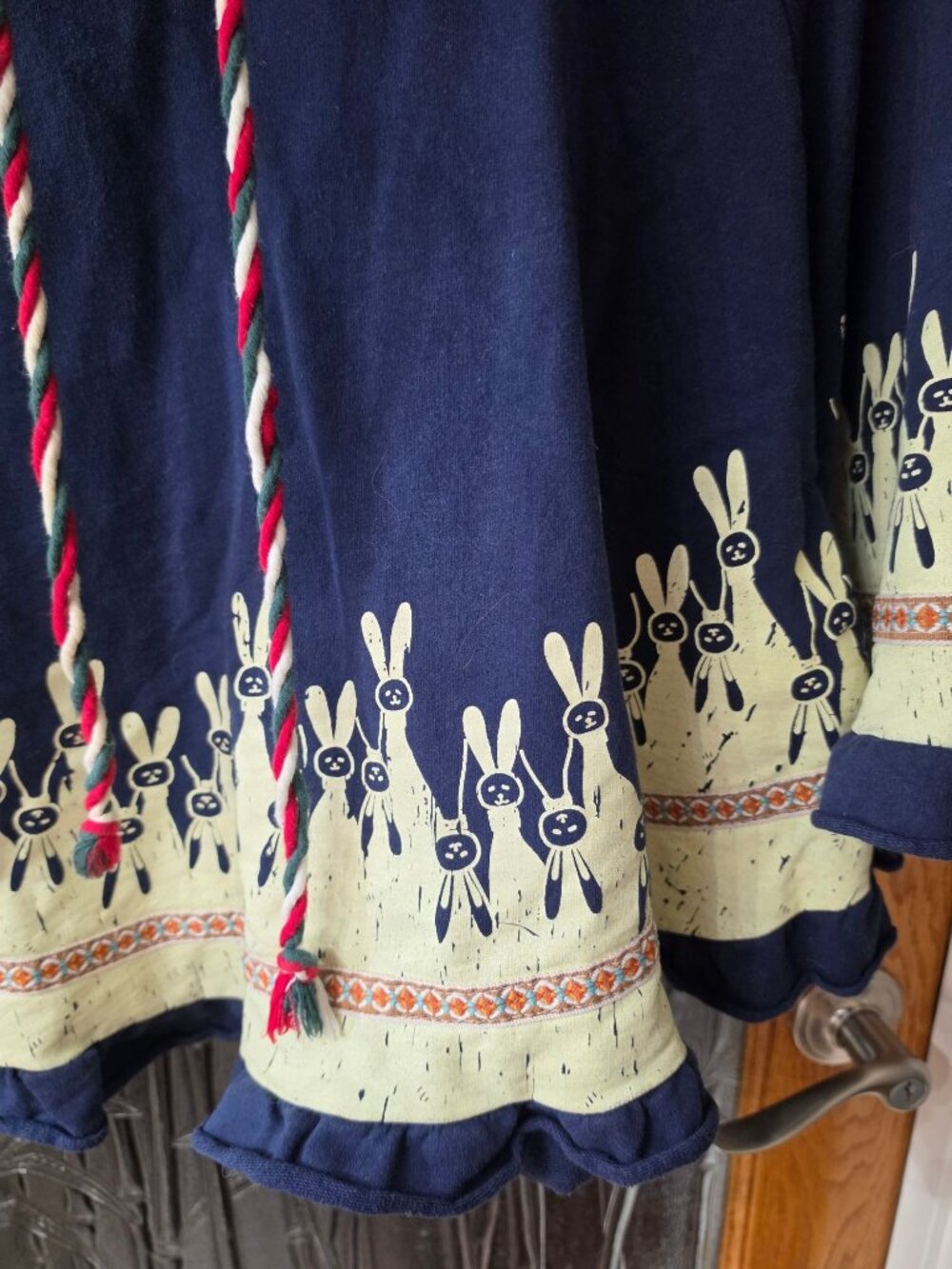 Yue Ran Youth XL Bunny Ear Hooded Poncho Cape Rabbit Print Kawaii Blue - Picture 4 of 8